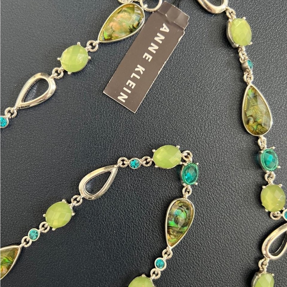 Anne Klein Gold-Tone Necklace with Green and Lime Stones - Picture 5 of 6